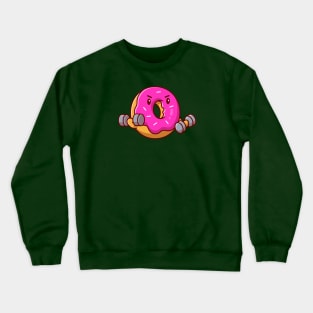 Cute Doughnut Lifting Barbell Cartoon Crewneck Sweatshirt